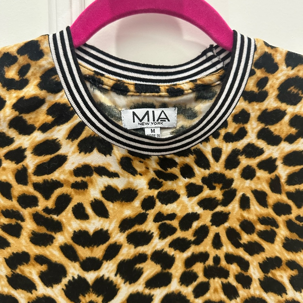 MIA Leopard Print Top with Striped Collar - Picture 3 of 4